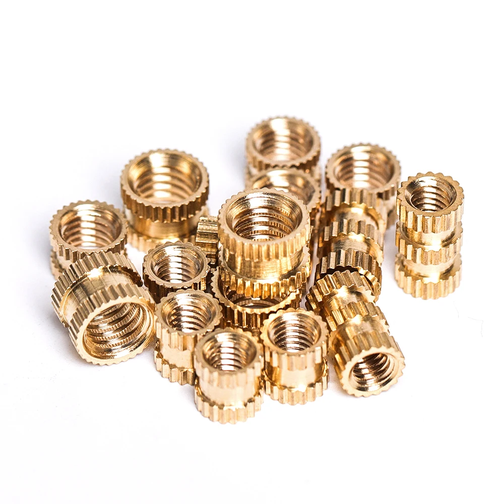 Brass Insert Nut 10/25/50/100 Pcs Brass Knurl Insert Nut M2 M2.5 M3 M4 M5 M6 Female Thread Copper Molding Knurled Threaded Nuts for 3D Printer