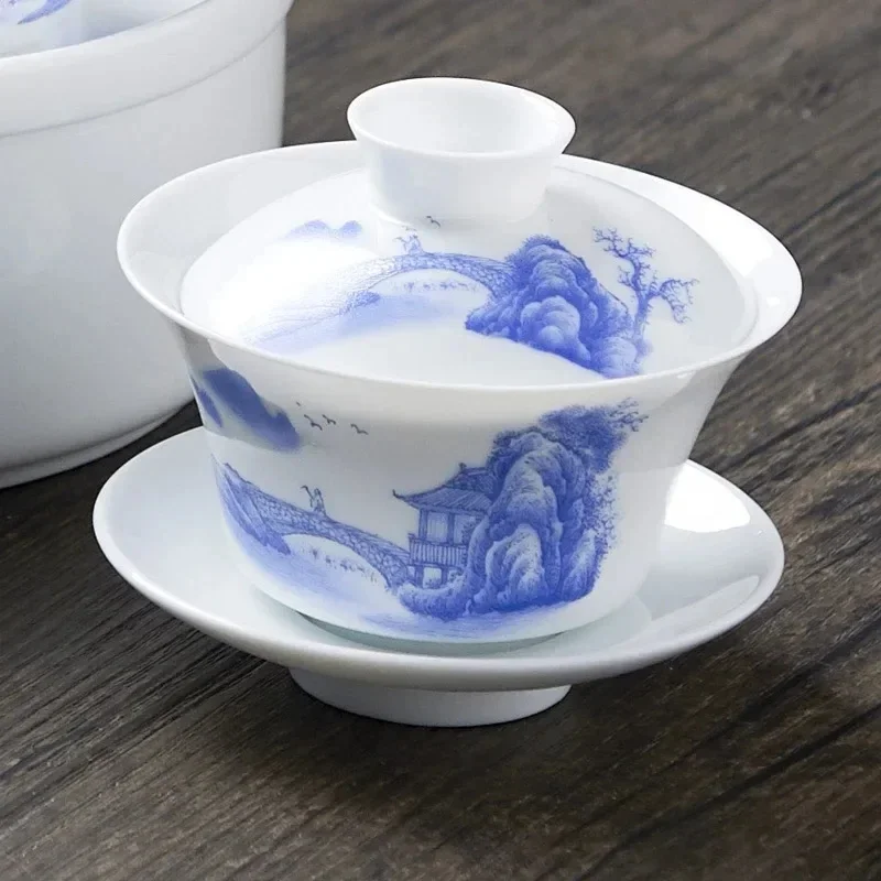 Chinese Traditions Gai Wan Tea Set Bone Tea Gaiwan Porcelain Pot Set de soupi&egrave;re tasse &agrave; th&eacute; Kung Fu service &agrave; th&eacute; tea set