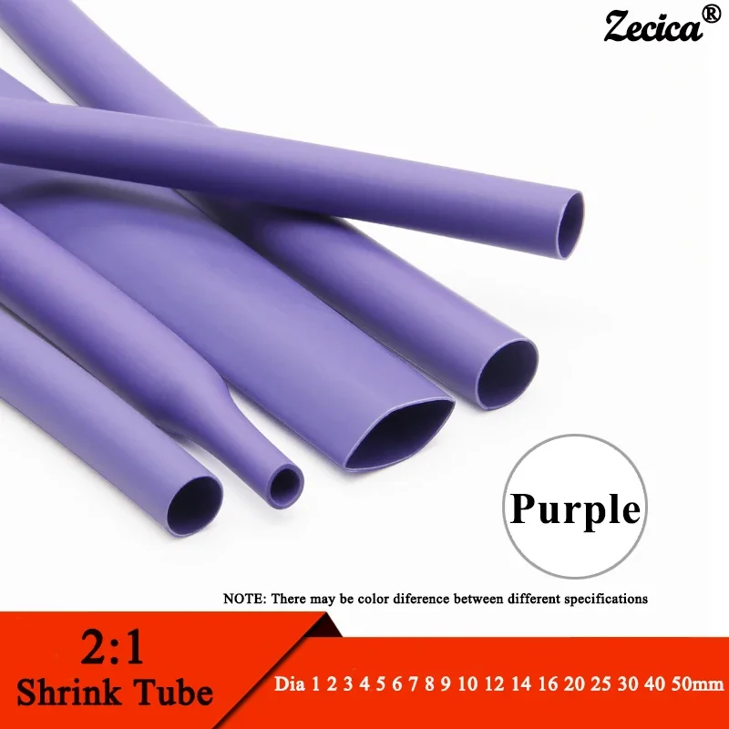 1M Heat Shrink Tube 2:1 Polyolefin Thermal Cable Sleeve Insulated Dia 1 2 3 4 5 6 7 8 9 10 12 14 16 20 25 30 40 50 mm Purple