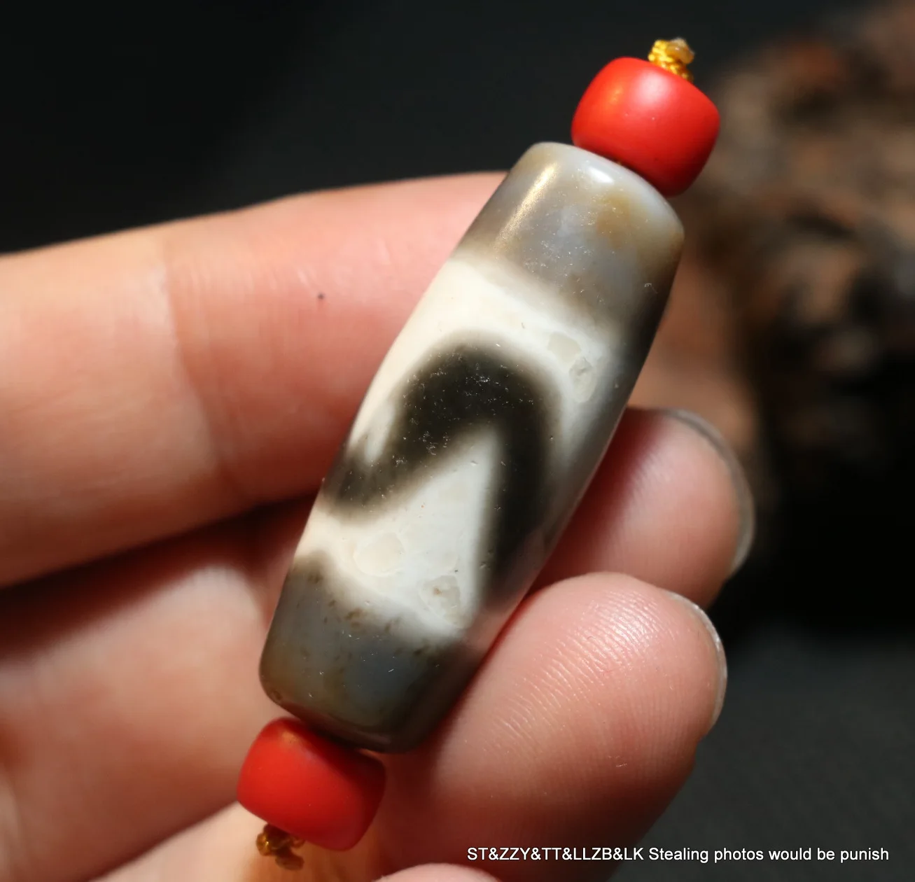 

Treasure Magic LKbrother Energy Tibetan old Agate tiger-tooth dZi Bead Pendant Amulet Talisman ZZY