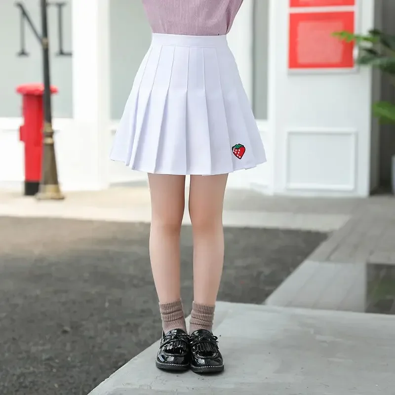 Girl Pleated Skirts School Children Clothing 2 4 6 8 10 12 13 14 Years Baby Girl Skirt with Shorts Pink Student Kids Tutu Skirt