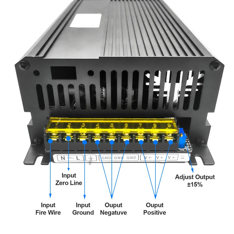 High Quality 1500W Switching Power Supply Black 110/220VAC Dc12V 13.8V 15V 24V 36V 48V 60V 72V 80V 90V for Industrial Field