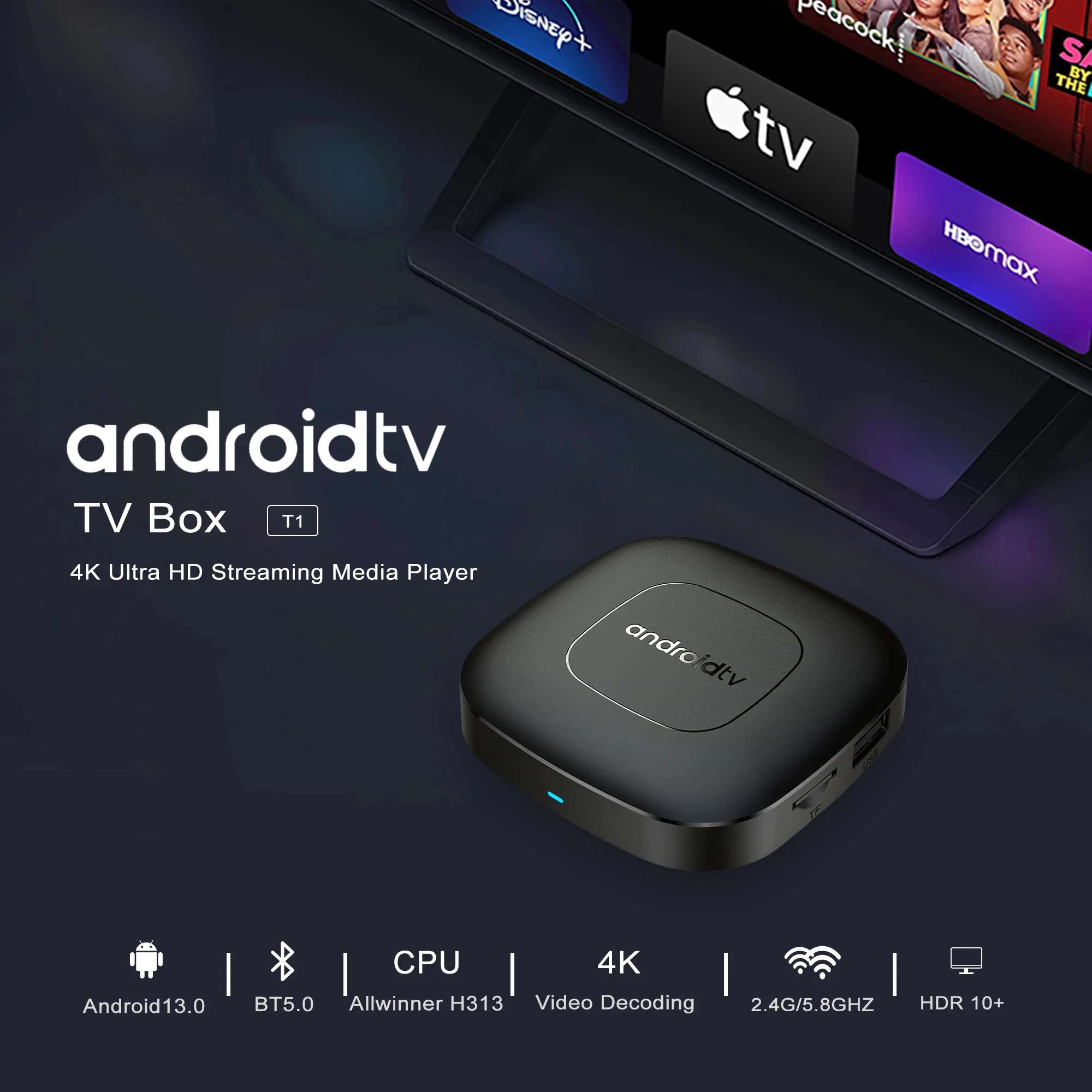 Smart Home Theater TV Box Android13  Allwinner H313 Google Assistant Netflix Streaming Bluetooth Media Player 2.4G/5G Wifi 5