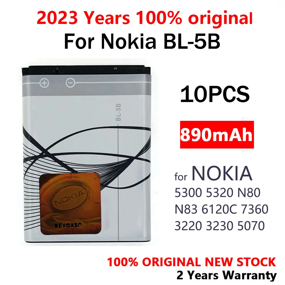

100% Оригинальный аккумулятор для телефона 890 мАч BL-5B BL5B BL 5B для Nokia 5300 5320 N80 N83 6120C 7360 3220 3230 5070 5208 аккумуляторы