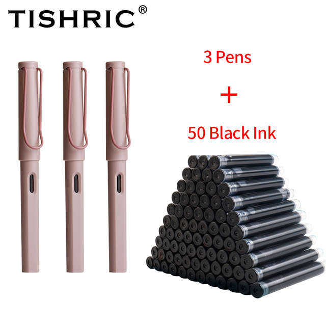 EF 0.38 mm Standard Dedicated Office 3 pen+50 ink Pens Replacable Ink Set Pen For School Office Pens Writing Calligraphy
