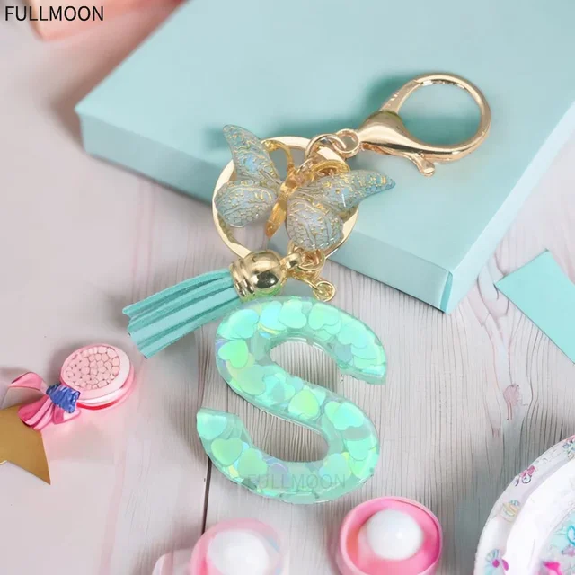 A To Z Initial Keychains For Women Girls - Purple Letter