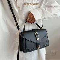 Sac à bandoulière minimaliste avec poignée supérieure et rabat pour femme, sac à main carré solide pour documents, design simple, à la mode 4