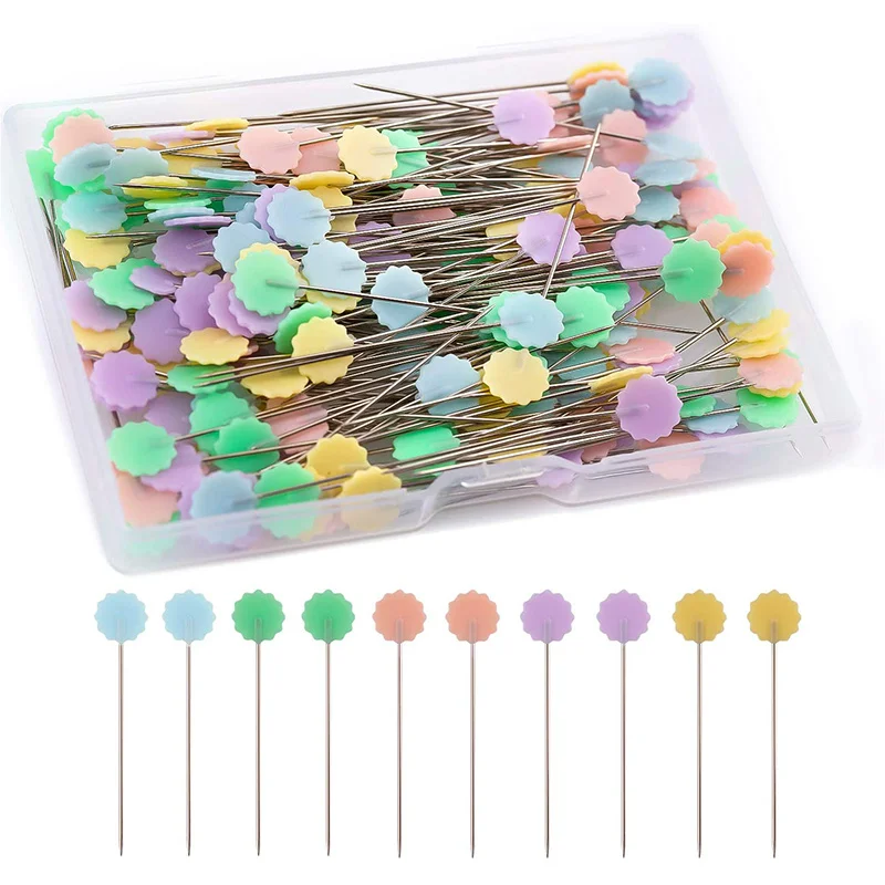 50Pcs/Box Dressmaking Pins Flower Head Pins Embroidery Patchwork Pins for  Sewing DIY Projects Dressmaker Jewelry Decoration