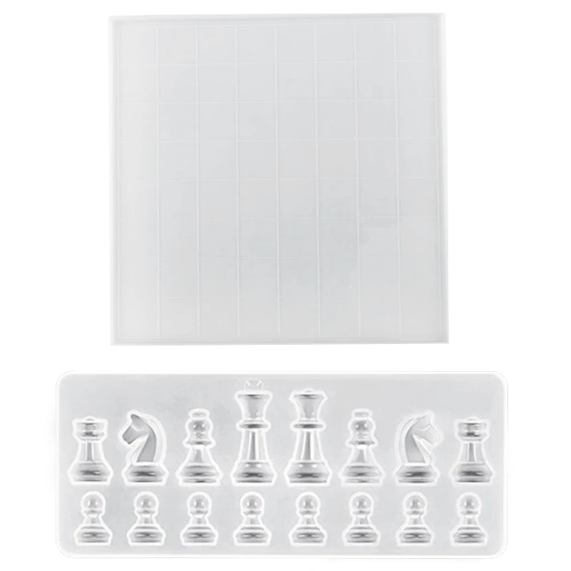Chess Resin Molds Set,Silicone Chess Board Mold,Chess Pieces Epoxy Casting Mold for DIY Jewelry