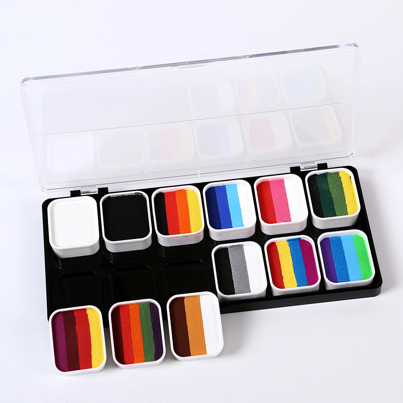 Paint Palette Set 12 Colors with 6 Paintbrushes for Professional Face Split Cakes