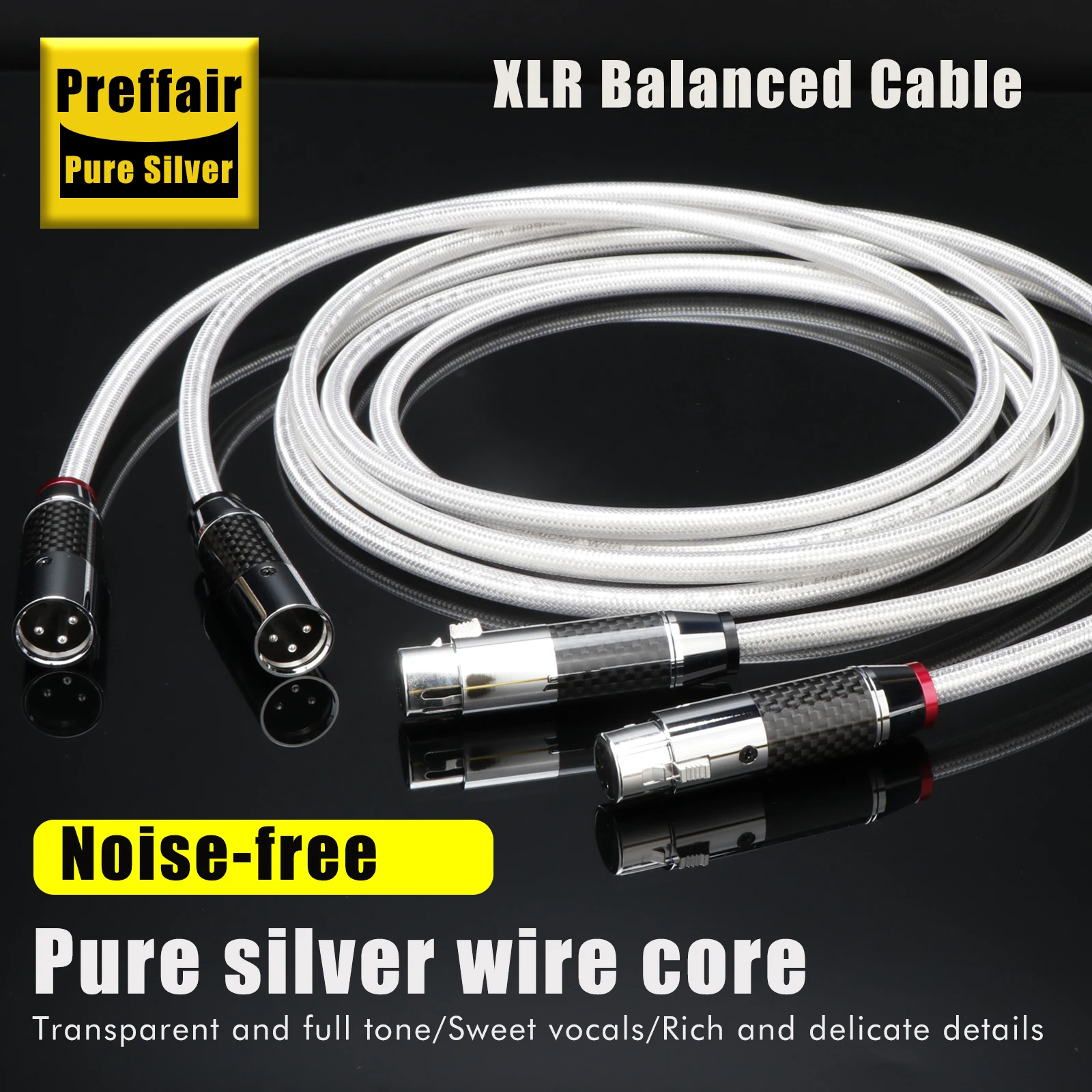 Paar Reines Silber RCA-Kabel Sterling Silber Signalkabel Kohlefaser XLR-Kabel Verbindungskabel Audio-Kabel PSS Reines Silber