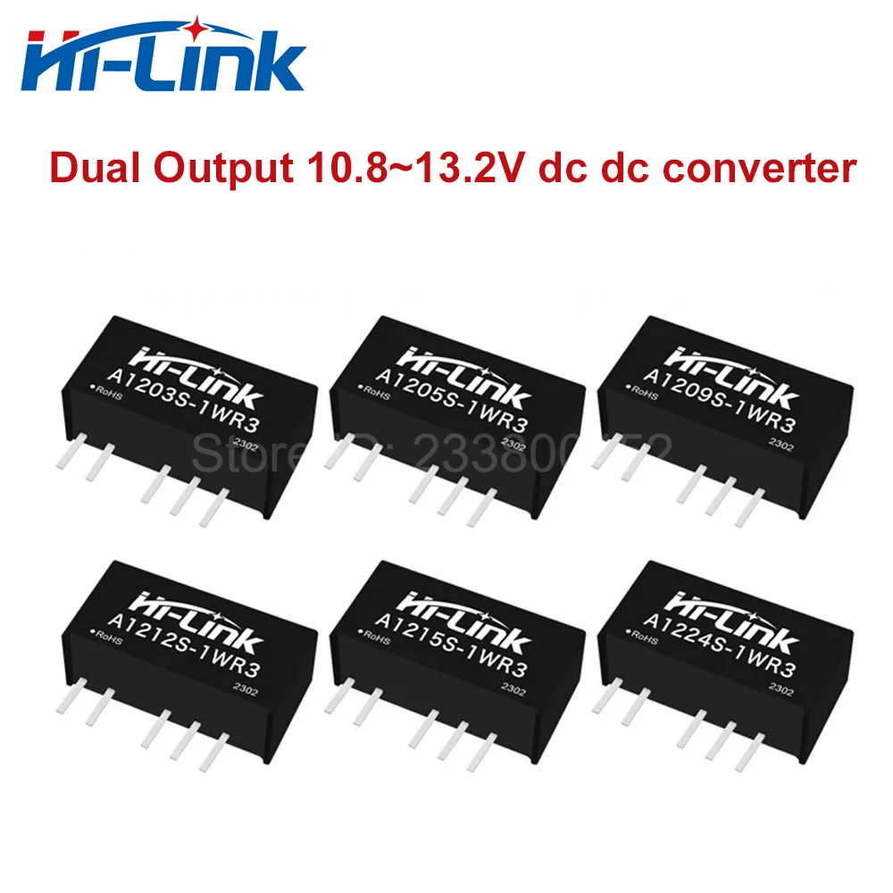 

Hi-Link Dual Output 10.8~13.2V DC A1205S-1WR3 A1212S-1WR3 1W 3.3V/5V/9V/12V/15V/24V DC Power Converter Module