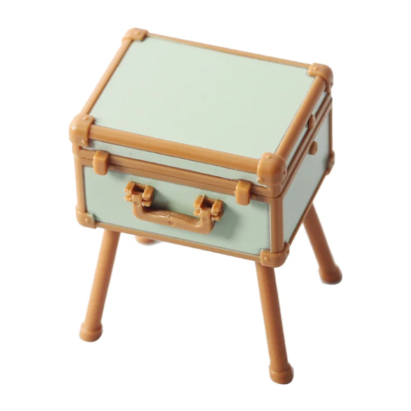1:12 Dollhouse Mini Vanity Cosmetic Case Lipstick Perfume Air Cushion Mirror with Holder Decor Play House Toy, Green