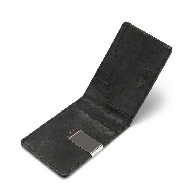 New Fashion Men's Leather Money Clips Wallet Multifunctional Thin Man Card Purses Women Metal Clamp For Money Cash Holder 5