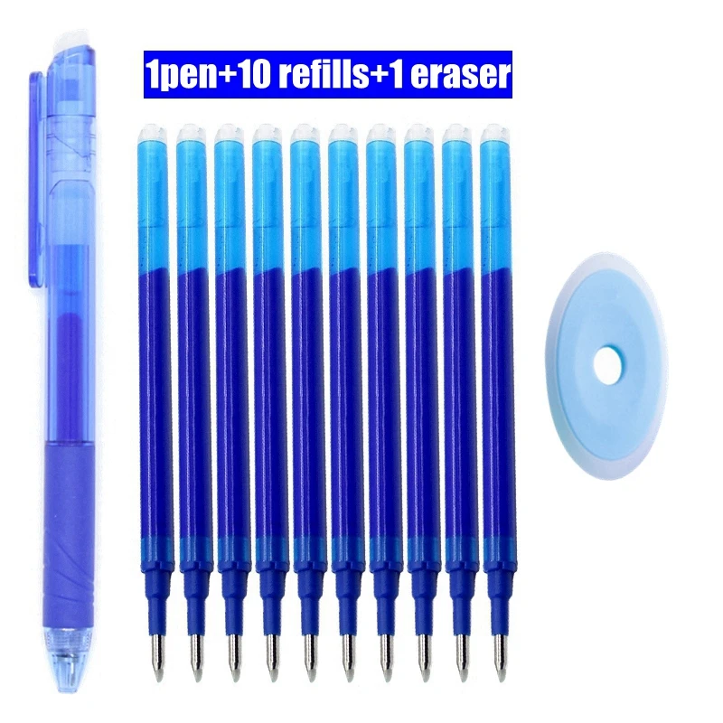 

12pcs Erasable Ballpoint Pen Set 0.5mm Blue/Black/Red Ink Magic Erasable Refill for School Office Supply Student Writing Tool