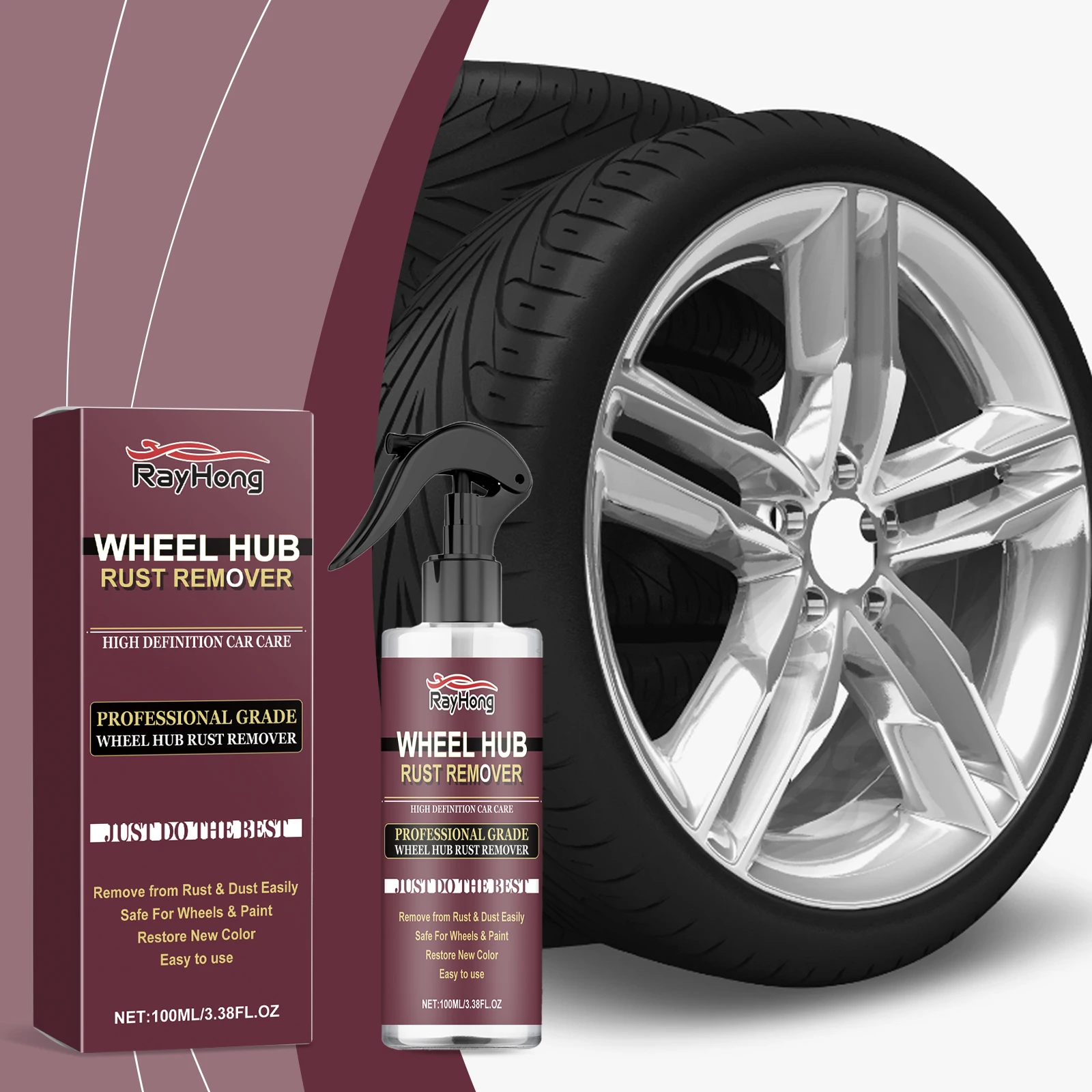 Wheel Iron Remover Premium Wheel Rim Rust Remover Spray Alloy Cleaner & Polish Car/Truck/Motorcycle Chrome Wheel Hub Cleaner