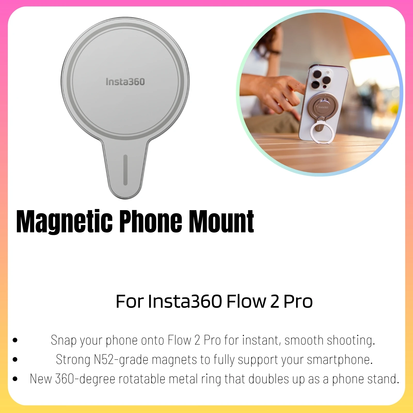 Insta360 Flow 2 Pro Accessories Collection Magnetic Phone Clamp