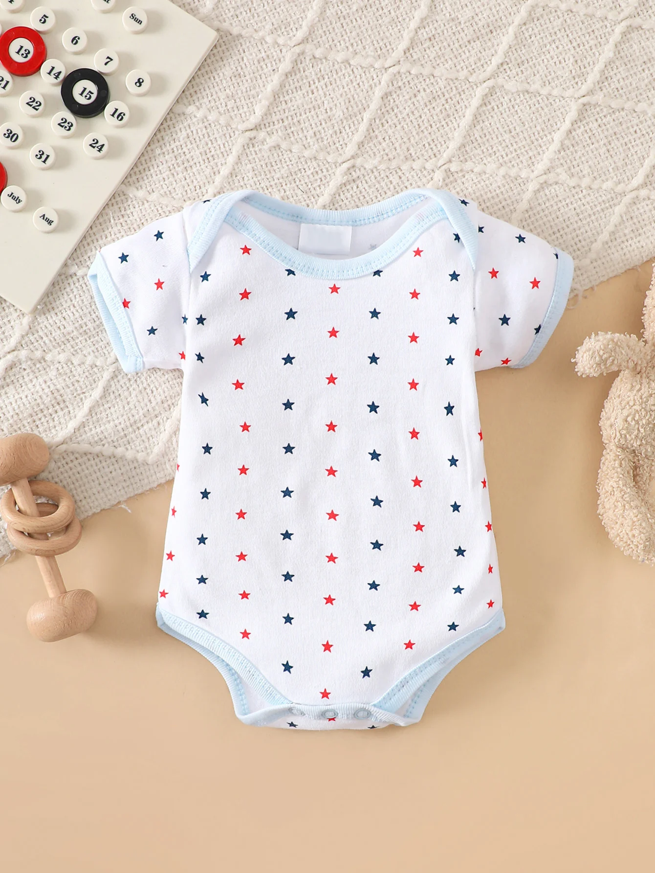 Set di 8 Body per Neonati in 100% Cotone, Azzurro con Stampe di Orsetti, Morbidi e Traspiranti, Ideali per Dormire e Gattonare - immagine 6