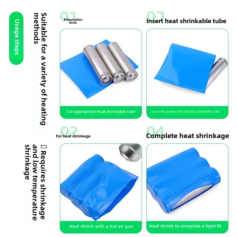 1KG 0.2mm Thick Insulated PVC Heat Shrinkable Tube Shrink Film Battery Insulation Sleeve 18650 Lithium Battery Pack Insulated heat shrink tube