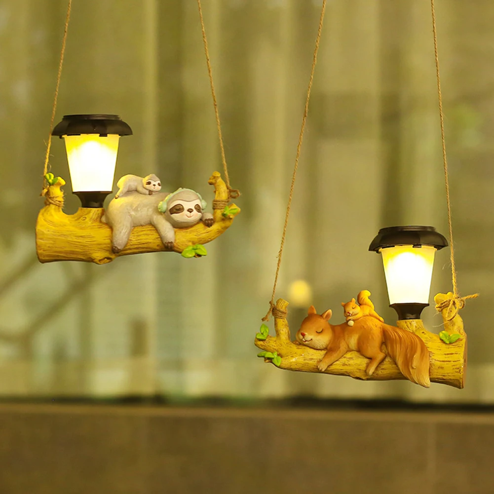 

Squirrel Sloth Solar Decorative Lamp Cartoon Animal Statue LED Porch Lamp Creative Waterproof Removable for Home Path Aisle Lawn