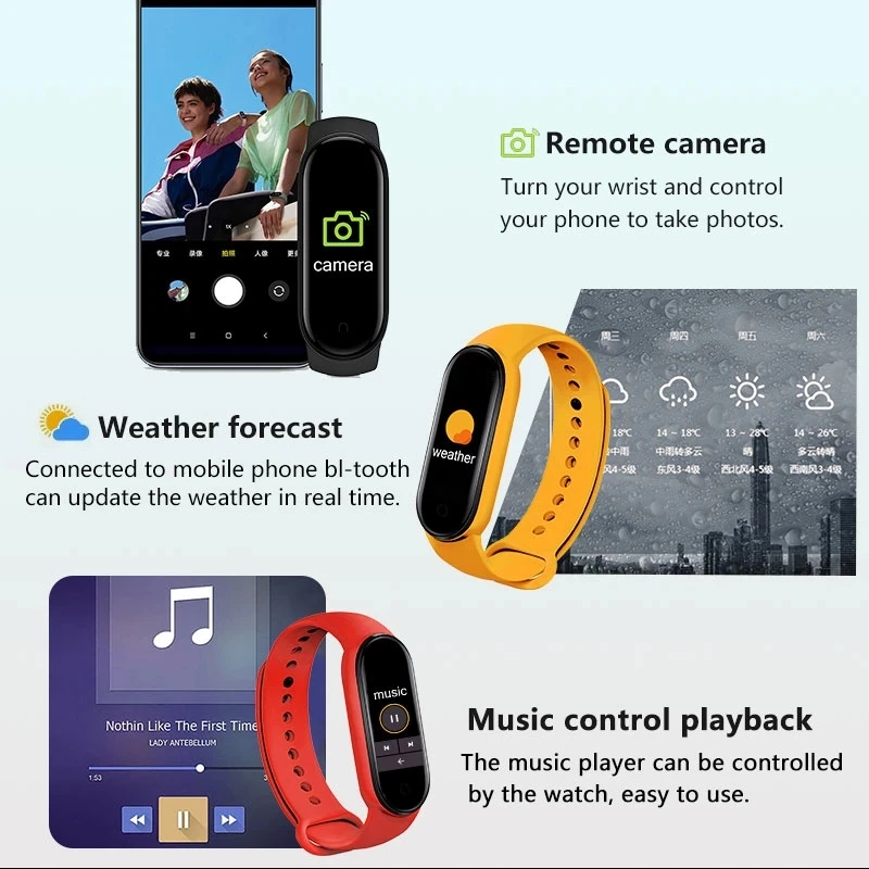 Reloj inteligente M7 para niños y niñas, pulsera deportiva resistente al agua IP67 para Android e IOS