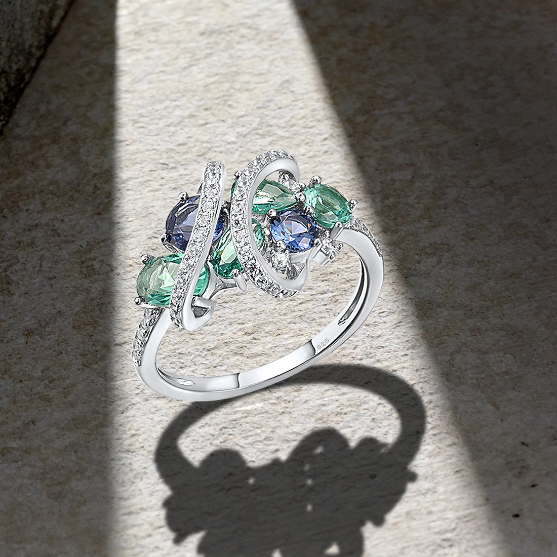 925 Sterling Silver Rings For Women Green Blue Spinel White CZ Gemstone Original anillos Wedding Gifts Fine Jewelry