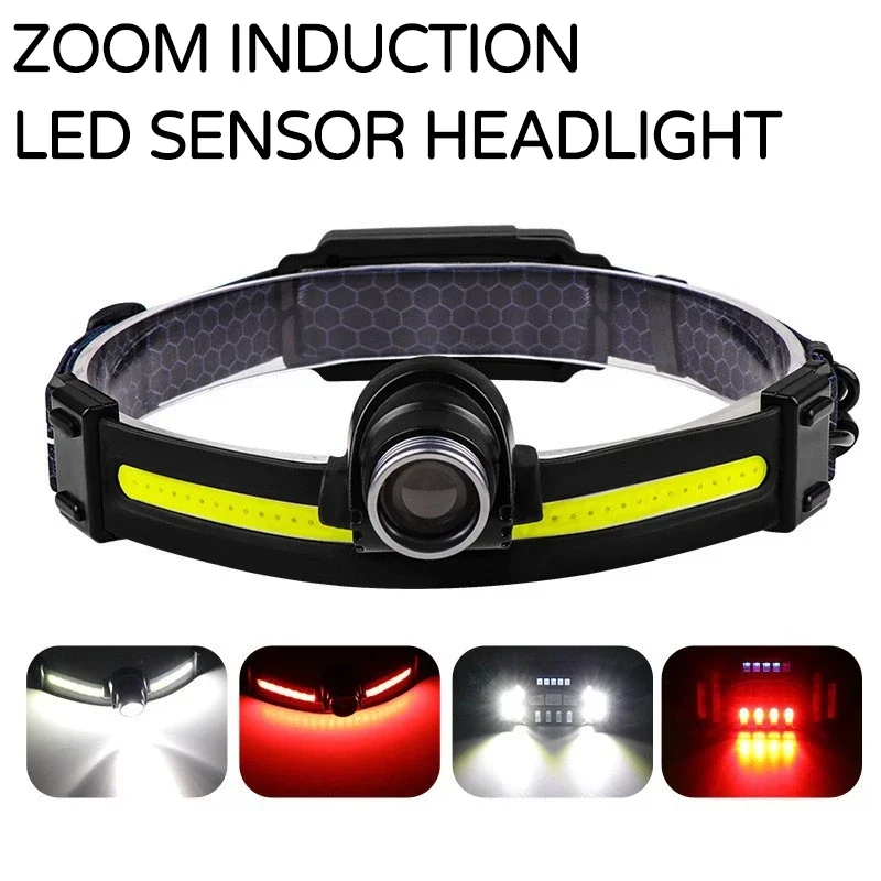 

XPG+COB Led Sensor Headlamp USB Rechargeable Head Flashlight with Built-in Battery Head Led Light For Fishing Camping Headlights