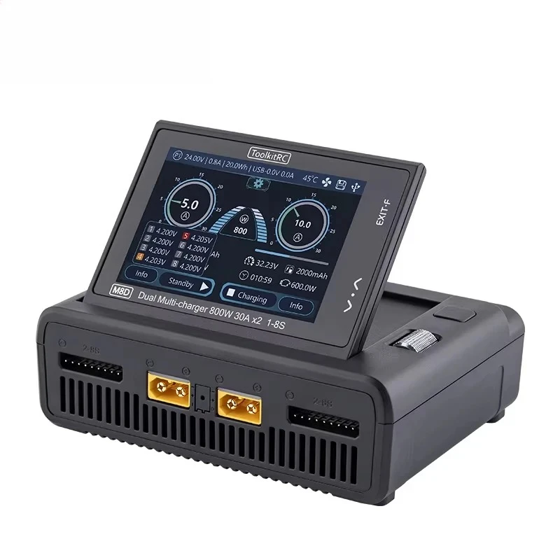 Chargeur M8D 200W 10A avec câbles de charge et batterie LiPo connectée