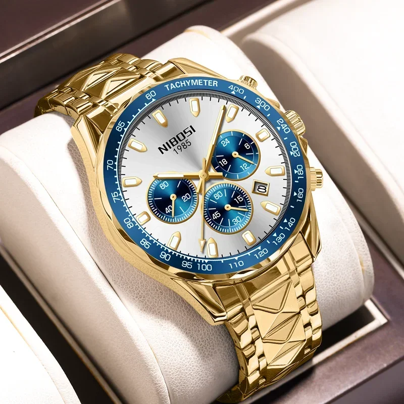 NIBOSI Top Brand Men Quartz Watches Business Male Wrist Watches Date Clock Waterproof Chronograph Man Watch Relogios Masculino