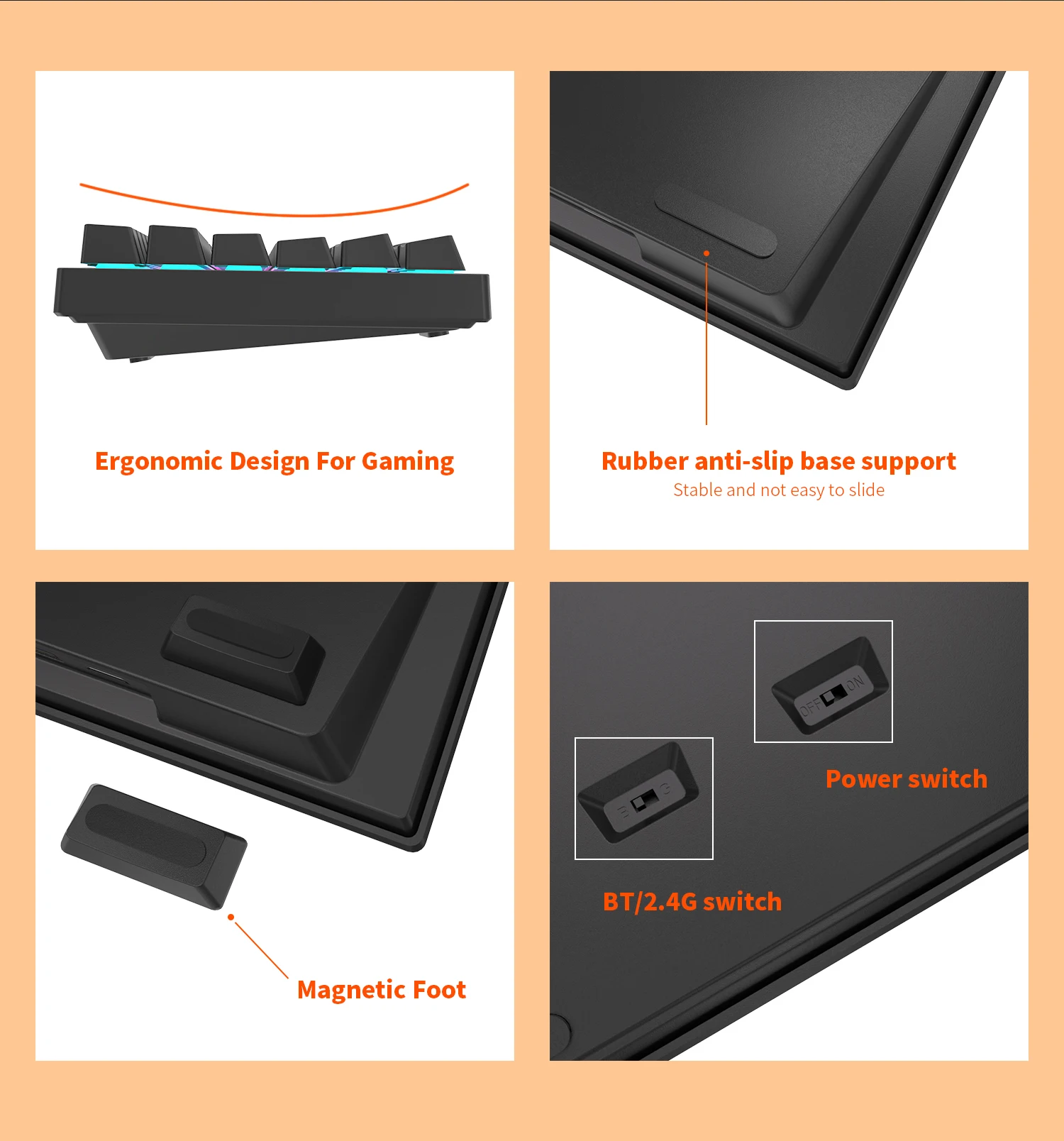 RK84 RK ROYAL KLUDGE Brazilian Spanish Wireless Gamer Keyboard Tri-mode BT5.0/2.4G/USB-C 75% RGB Bluetooth Mechanical Keyboard 5