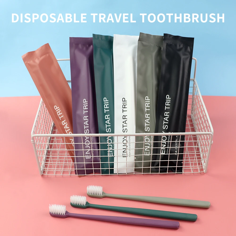100PCS Disposable Toothbrush Travel Portable Toothbrushes Hotel Supplies Individual Packing Disposable Tooth Brush