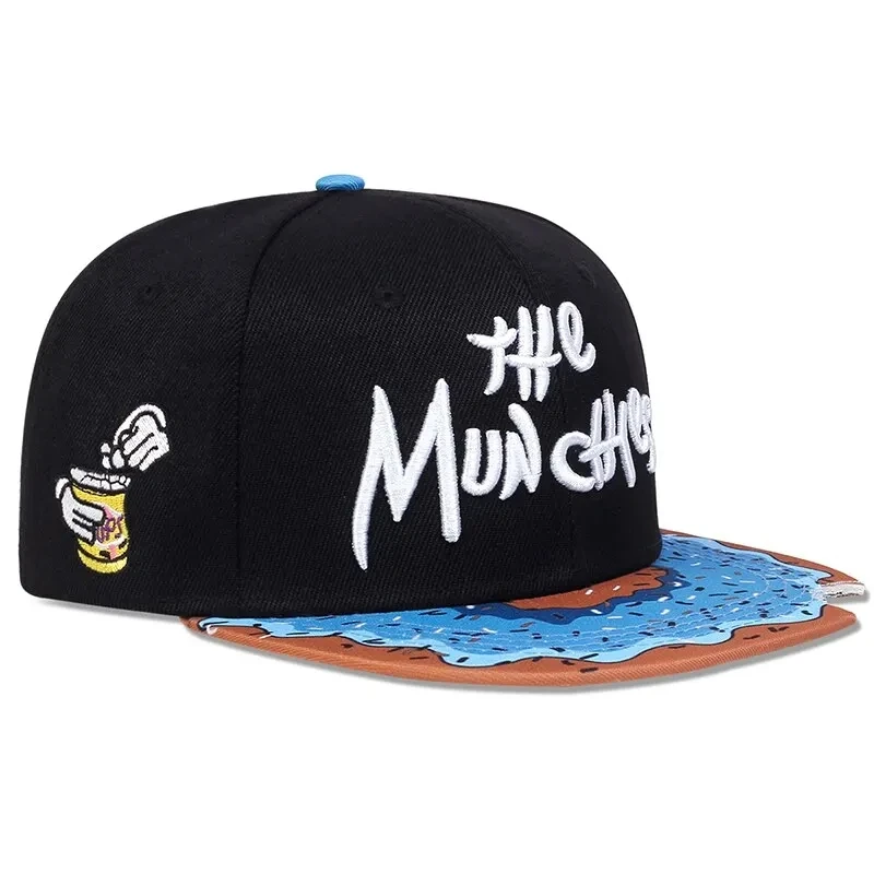 Men's Notched Doughnut Flat Top Baseball Hat Women's Hip Hop Embroidered Flat Brim