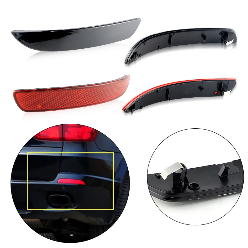 BMW E70 X5 2007-2010용 2PCS 후면 범퍼 반사판 커버 쉘 전구 없음 OEM: 63217158949/16475610/63147158950 자동차 액세서리