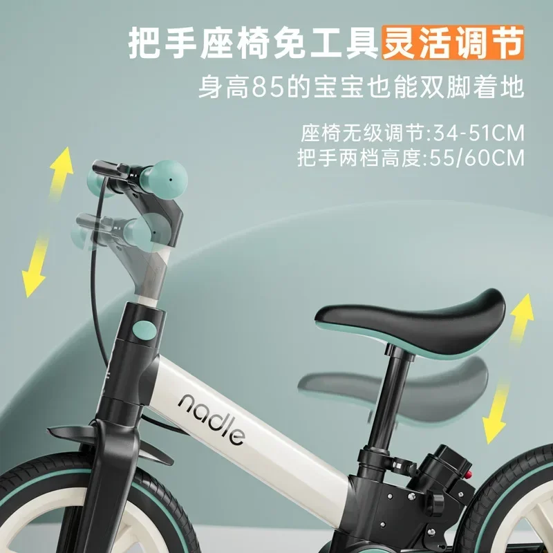 Nadle Children's Bicycle Balance Bike 2-in-1 Multi Functional Foldable Baby Bicycle Sliding Bike