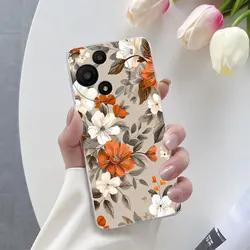 Cover per telefono in silicone trasparente con design floreale in marmo - Custodia protettiva morbida