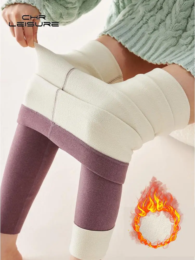 

CHRLEISURE Thick Winter Leggings Women Leg Warmers Skinny Stretch Solid Color High Waist Plush Legging Women Mallas Casual Pants