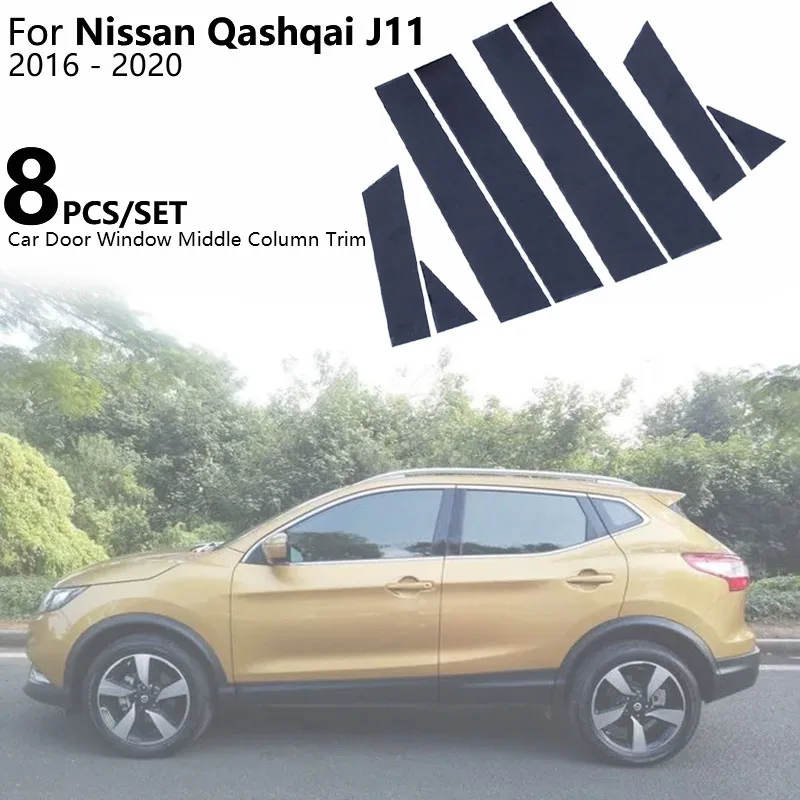 

Black PC Car Door Window Middle Column Trim Decoration Strip Protection Stickers For Nissan Qashqai J11 2016-2020