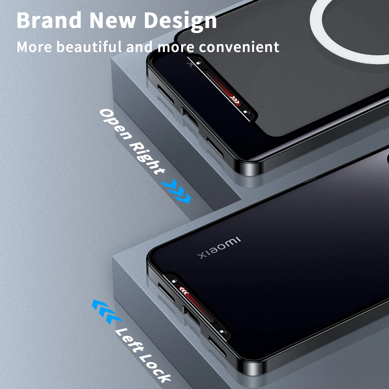 Magnetic Charging Case For Xiaomi 14 Pro13 Metal Bumper Adsorption Clear Aluminum Camera Protector Cover Mi Redmi K60 Ultra