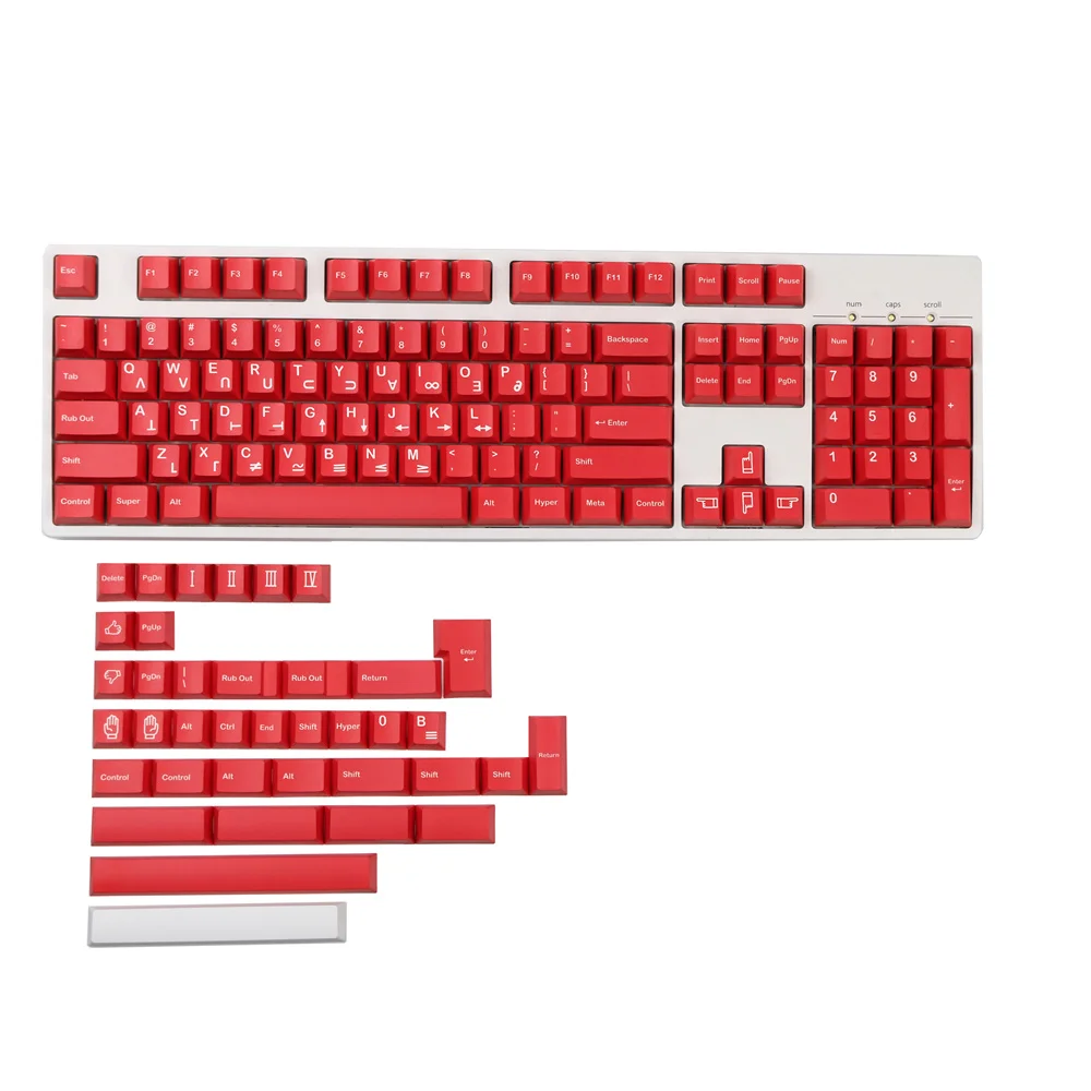 Gmk Crimson Cadet Keycap Pbt 142 Chaves Conjuntos Vermelhos Cereja Perfil Dye Subbed Iso Enter Gh60 Rk61 Rk64 96 104 Teclado Mecânico - Imagem 3