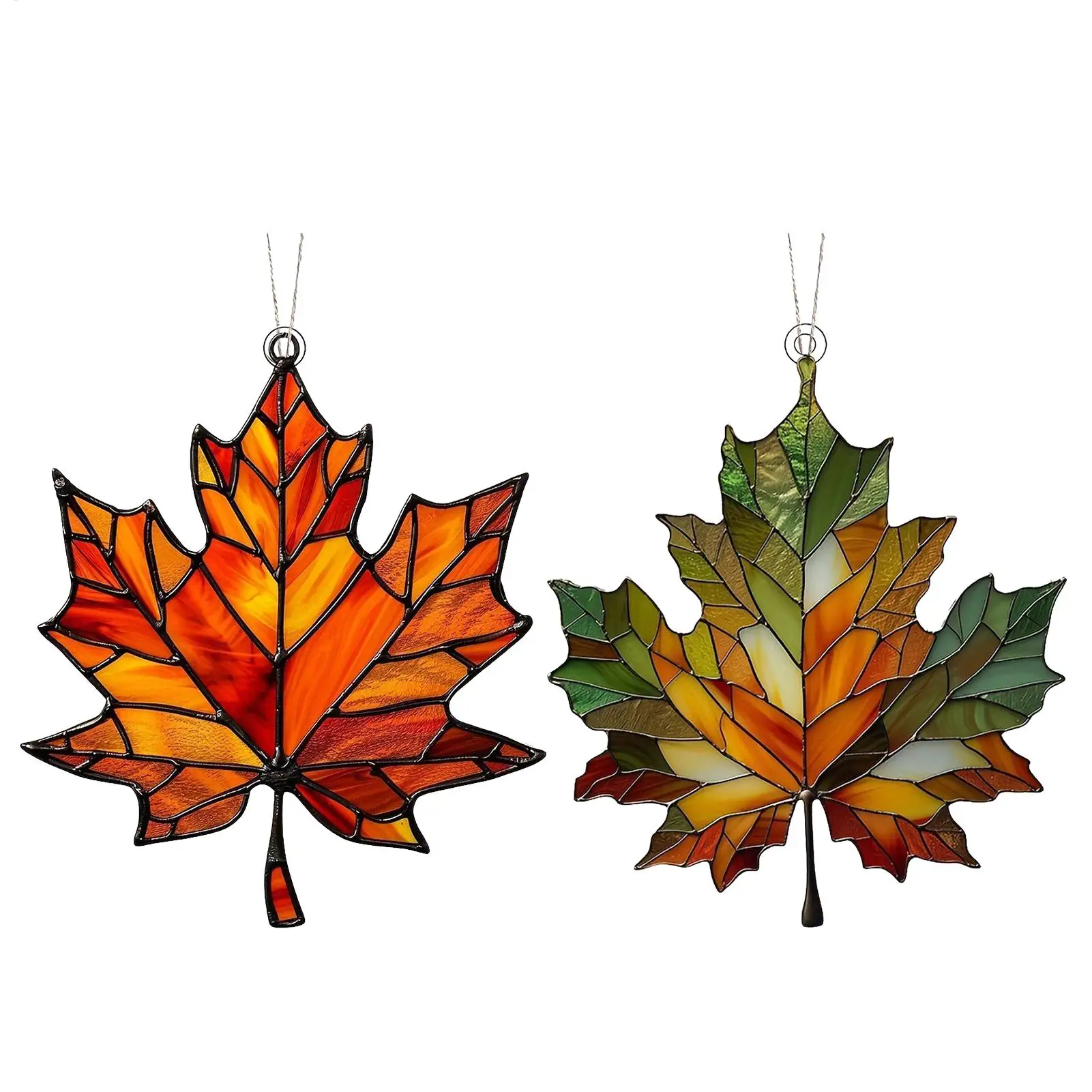 Acrylic Maple Leaves Window Hangings Wall Decoration Pendant Autumn Decor Maple Leaves Stained Fall Decoration Acrylic Wall Art