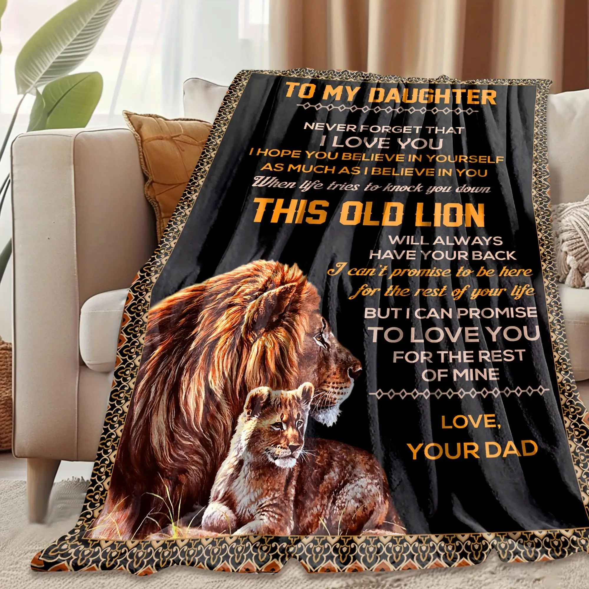 Lion Blanket Birthday Gift From Father To Daughter Adult Daughter Lion Blanket To My Daughter Lion Blanket 2