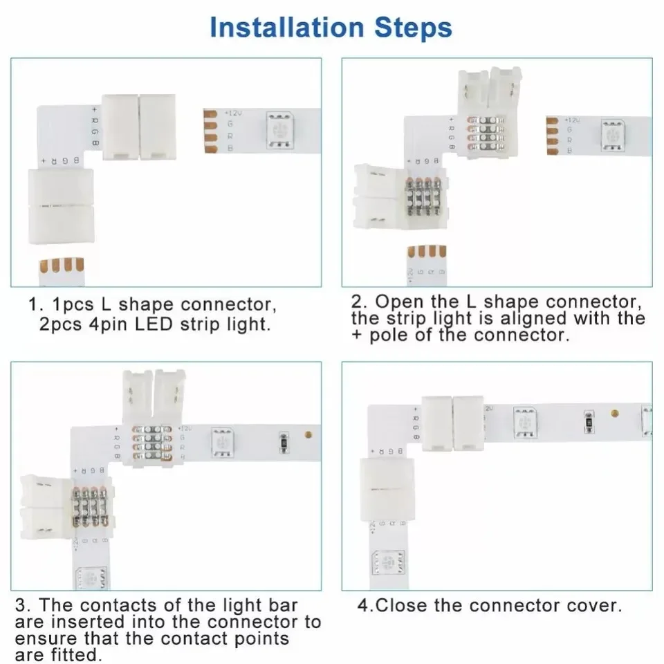 รูปสินค้า LED Strip Connector 4 ขา เชื่อมต่อง่าย สำหรับ RGB LED Strip