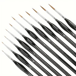 11-Piece Precision Fine Detail Paint Brush Set - Perfect for Intricate Art and Craft Projects (11pcs Black Detail)