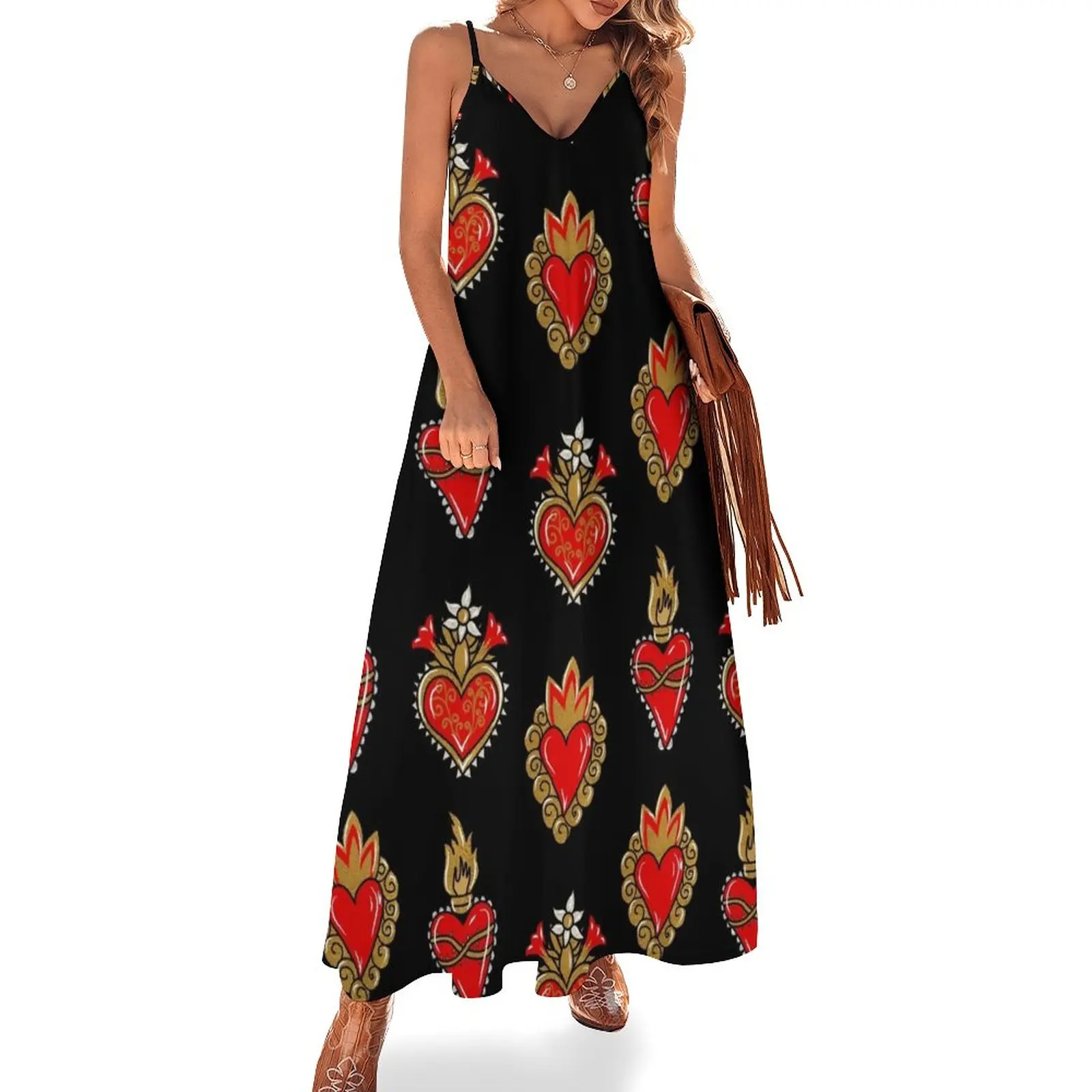 

Sacred Heart Print Sleeveless Dress evening dresses luxury 2024 elegant chic wedding evening dresses Dress women