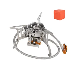Outdoor Portable Three Head Stove Camping Windproof Stove High-power Burner Barbecue Tourism Folding Gas Stove Cooking Utensils