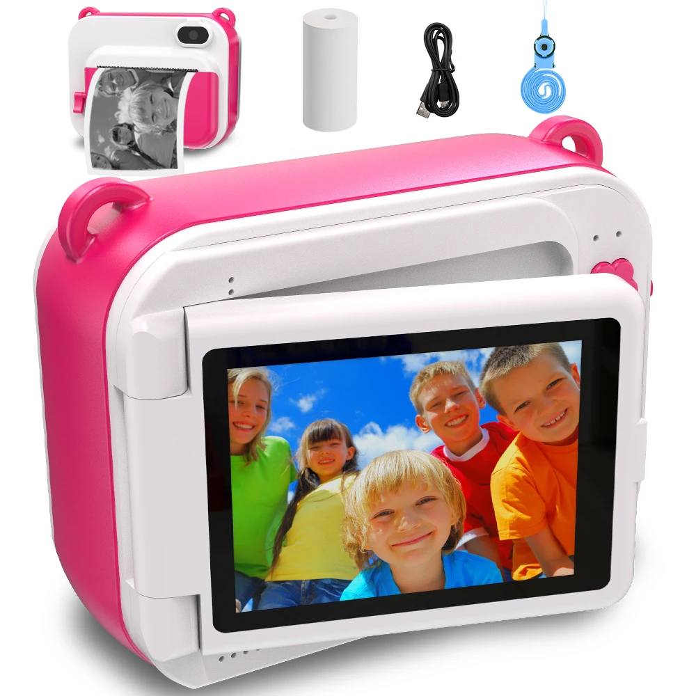 Selfie Kids Instant Print Camera Thermal Printing Camera Digital Photo Camera Girl's Toy Child Camera Video Boy's Birthday Gift 