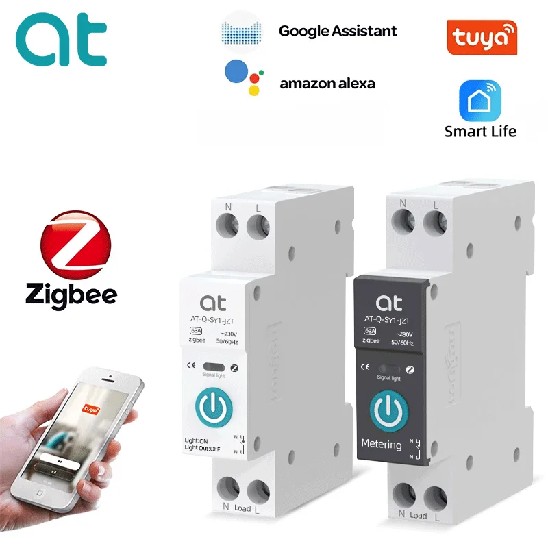 TUYA ZigBee With Metering Smart Circuit Breaker 1P 63A DIN Rail for Smart Home Wireless Remote Control Switch by Life API smart circuit breaker