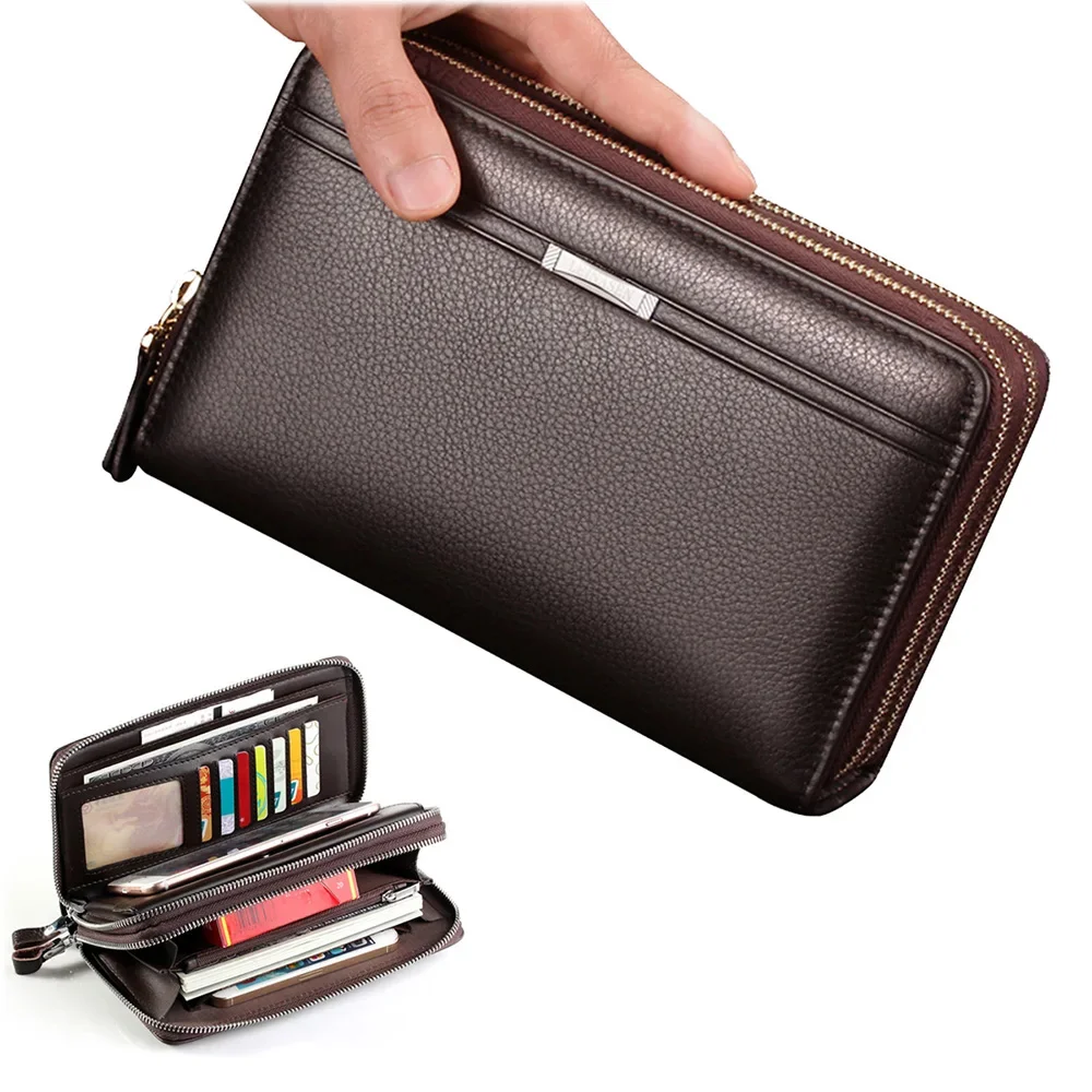 

Men Long Wallet Purse Clutch Wrist Mobile Cell Phone Case Business Rtro Male PU Leather Cigarette Handy Money Bag Purses