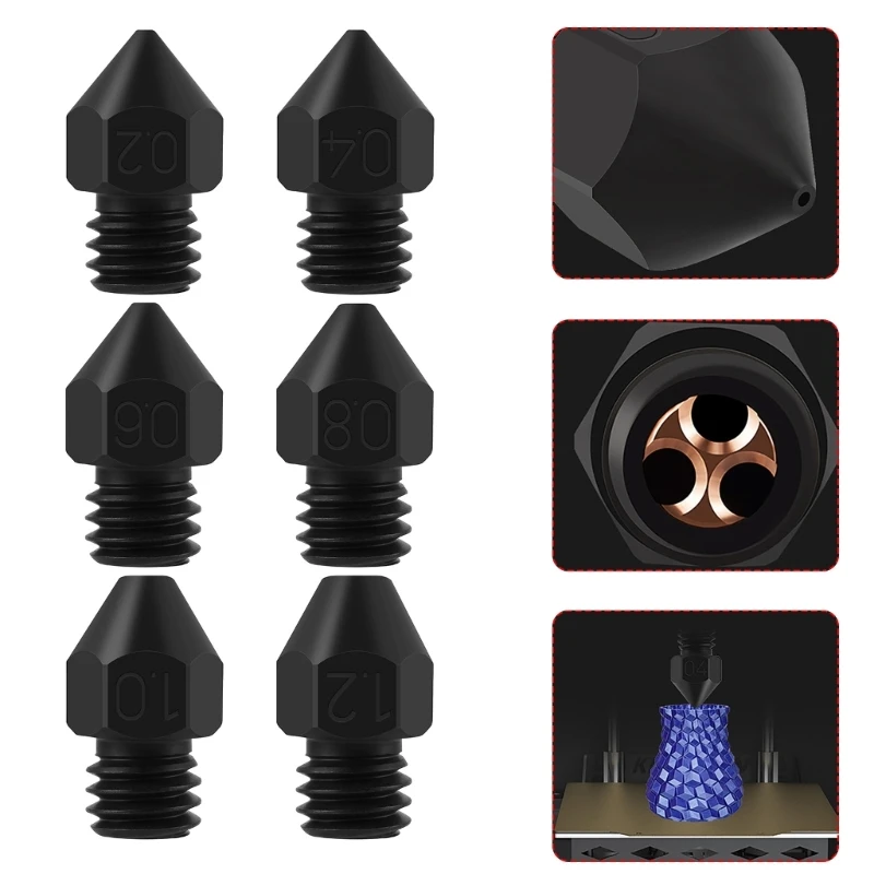 

3D Printer Nozzle Tip 0.2mm 1.2mm for MK8 Hardened Steel Nozzle High Flow CHT P9JB