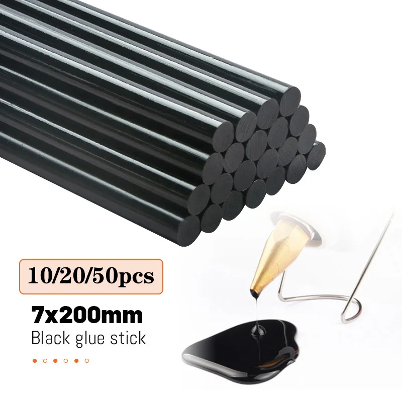 10/20/50Pcs 7x200mm Black Hot Melt Glue Sticks 160-180 degree High Temperature Auto Repair Tool Glue Gun Hot Melt Adhesive Rod